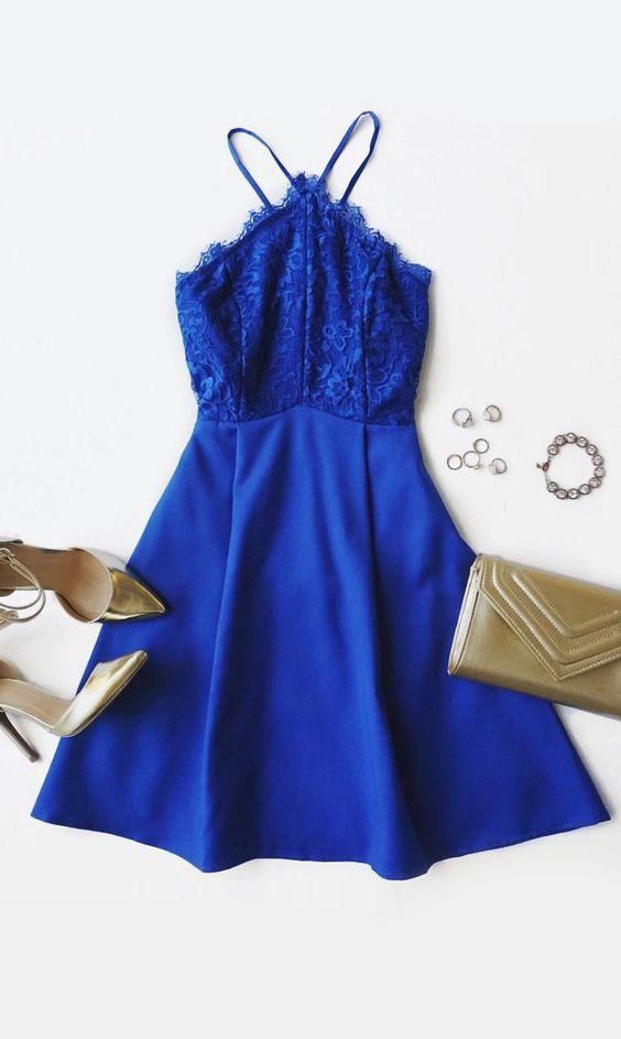 Royal Blue Homecoming Dress,Short Dresses,Lace Homecoming Gowns,Fitted Party Dress cg2008