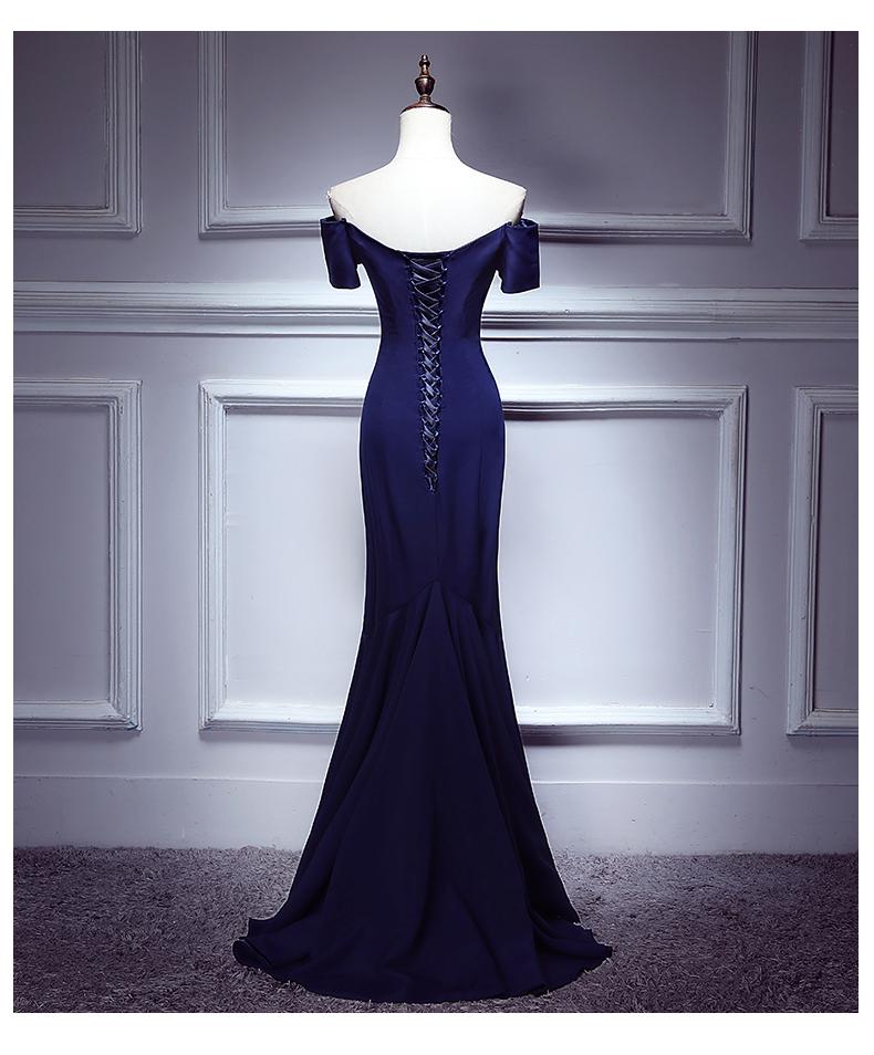 Navy Blue Spandex Mermaid Sweetheart Evening Gown, Charming Blue Prom Dress Party Dress   cg20090