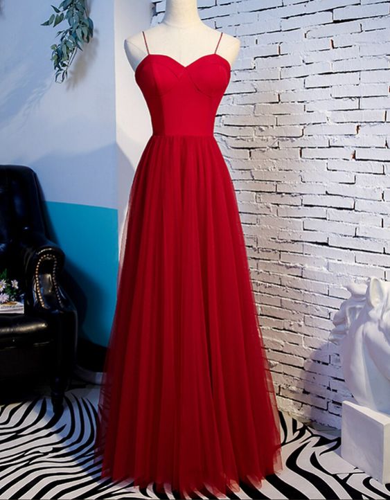 Tulle Spaghetti Straps Long Prom Dress    cg20147