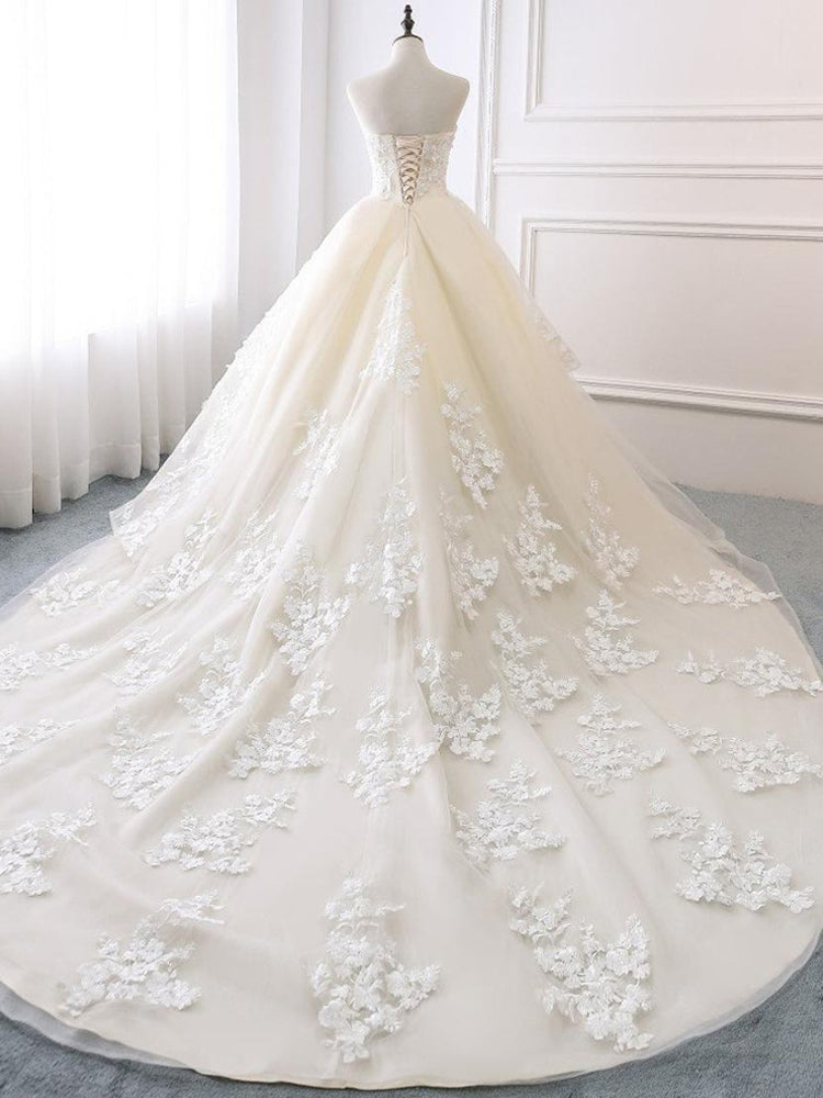 Wedding Dress Champagne Wedding Dress Unique Wedding Gown Lace Wedding Dress Princess Gown prom dress   cg20283