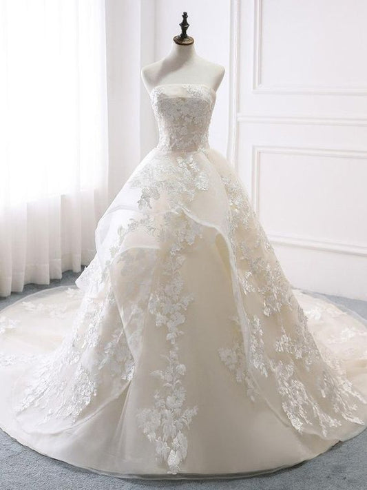 Wedding Dress Champagne Wedding Dress Unique Wedding Gown Lace Wedding Dress Princess Gown prom dress   cg20283