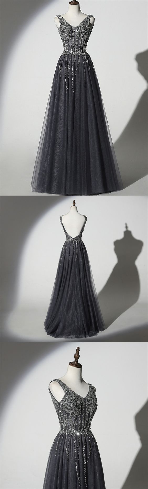 Stunning Beading Long Prom Dresses with Straps A Line Floor Length Black Prom/Evening Dress  cg2038