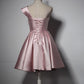 Lovely Simple One Shoulder Pink Bridesmaid Dress, Pink Satin Homecoming Dress    cg20404