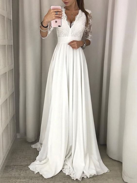 Lace Splicing Maxi Evening Dress Long Formal Dress Prom Dress    cg20407
