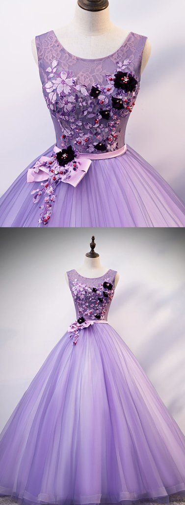 Lilac Purple Scoop Neck Ball Gown Sweet 16 Birthday Party Dress Quinceanera Gown for Girls prom Dress   cg20426