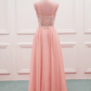 Pink Beaded Sweetheart Chiffon A-Line New Prom Dress, Pink Evening Gown Wedding Party Dress   cg20453