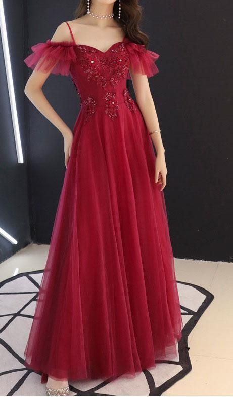 Off The Shoulder Tulle Long Prom Dresses    cg20459