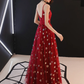 Red Tulle Sweetheart Straps Long Low Back Prom Dress, Red Evening Dress Party Dress   cg20525