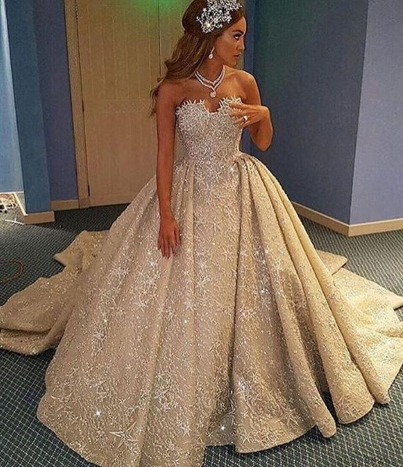 sparkly champagne wedding dresses, long wedding dresses, bridal gown prom Dress for Bride    cg20537