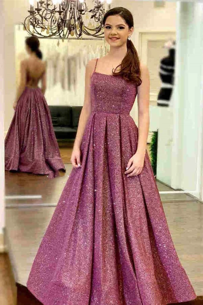 Stylish Backless Purple Sequins Long Prom Dress, Purple Long Formal Evening Dresses    cg20585