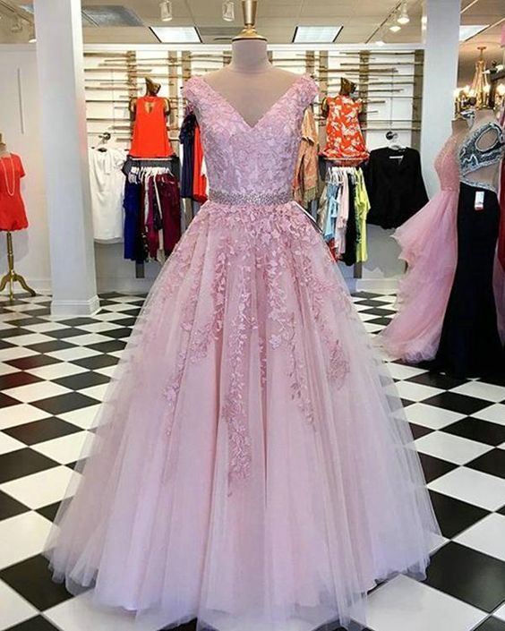 A-line Pink Long Prom Dress Ball Gown    cg20600