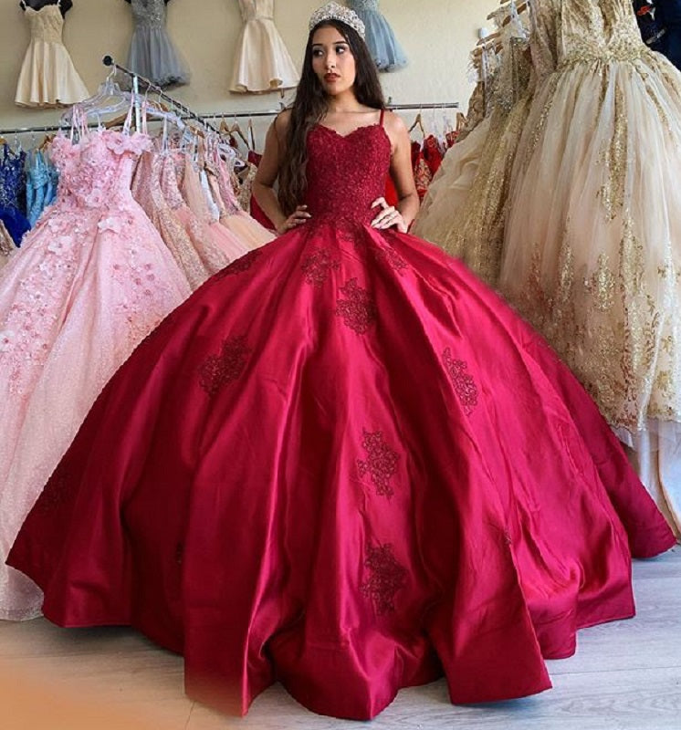 ball gown prom dresses princesses,corset Lace Applique quincenera dress    cg20629