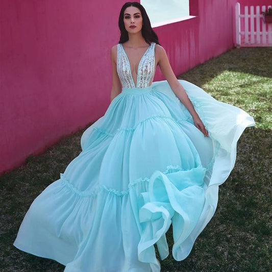 New Arrival A-line Tulle Sleeveless Lace Prom Dress    cg20780