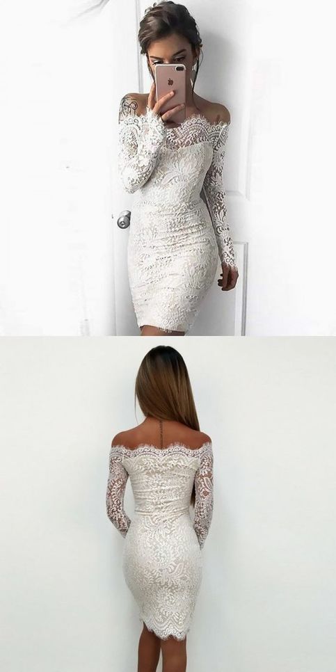 White Lace Homecoming Dress for Teens, Affordable Sexy Short Dresses  cg208