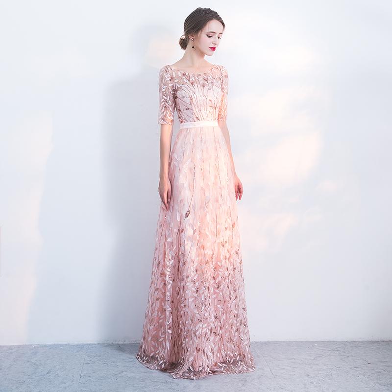 Pink Short Sleeves Lace Floral Party Dress, A-Line Wedding Party Dress prom Dress    cg20823