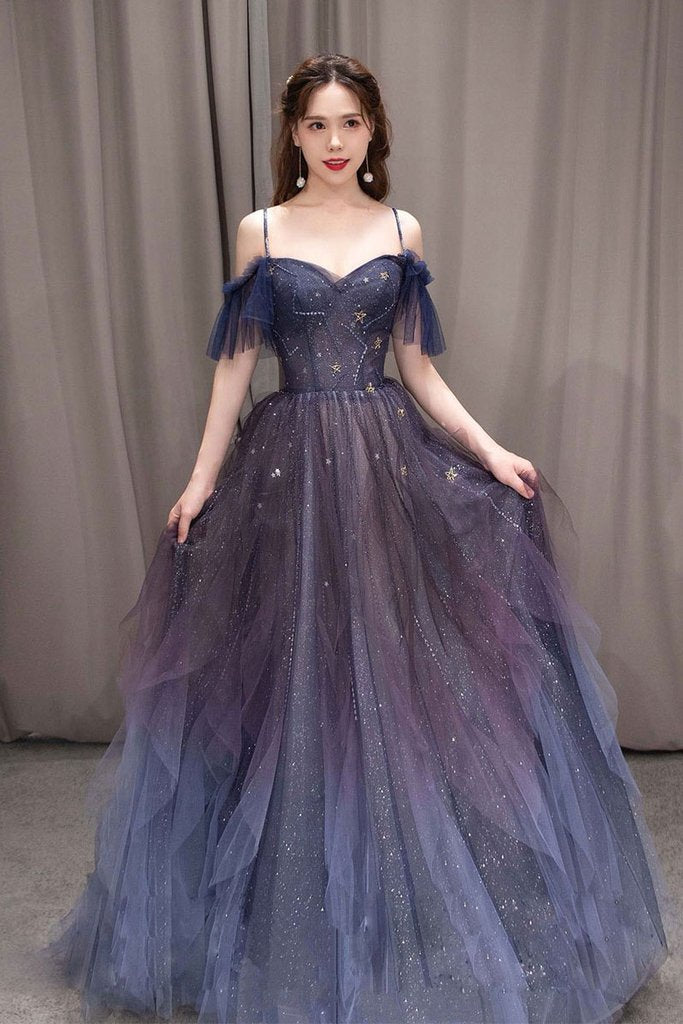 PURPLE SWEETHEART NECK TULLE LONG PROM DRESS PURPLE FORMAL DRESS    cg20832