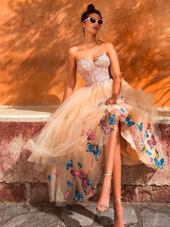 Unique Sweetheart Butterfly Flower Cheap Short Prom Dresses   cg20851