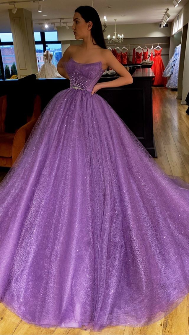 2022 A-line lilac long prom dress ball gown    cg20855