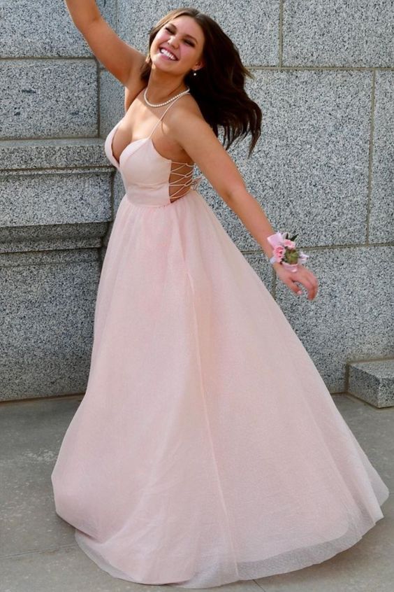 princess A-line pink long prom dress ball gown    cg20857