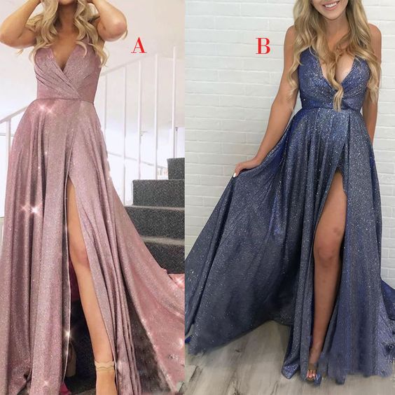 Charming A-line Side Slit Sequin Sparkly Long Shining Gorgeous prom Dresses     cg20860