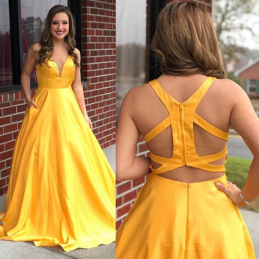 Elegant V-Neck A-Line Prom Dresses,Long Prom Dresses   cg20868