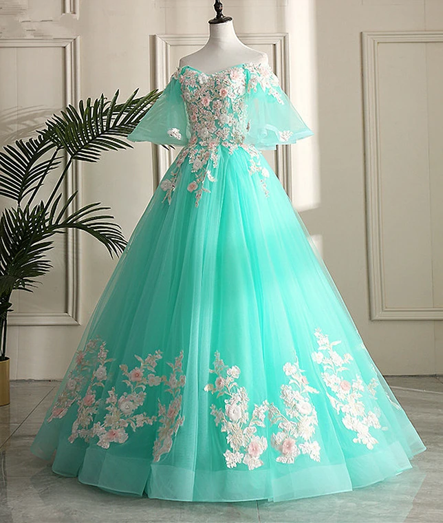 Mint Green Sweetheart Sweetheart Flowers Tulle Formal Dress Prom Dress Party Dress    cg20879