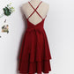 Beautiful Dark Red V-Neckline Chiffon Layers Women Dresses, Fashion Women homecoming Dresses cg2088