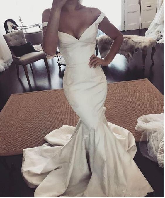 Mermaid Wedding Dresses Off The Shoulder Sleeveless Bridal Gowns prom dresses     cg20889