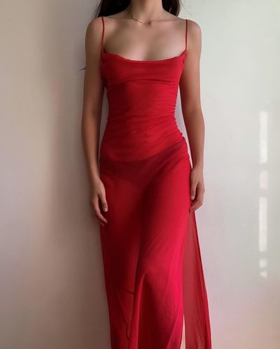 Simple Sheath Spaghetti Straps Red Long Party Dress Prom Party Dress    cg20933