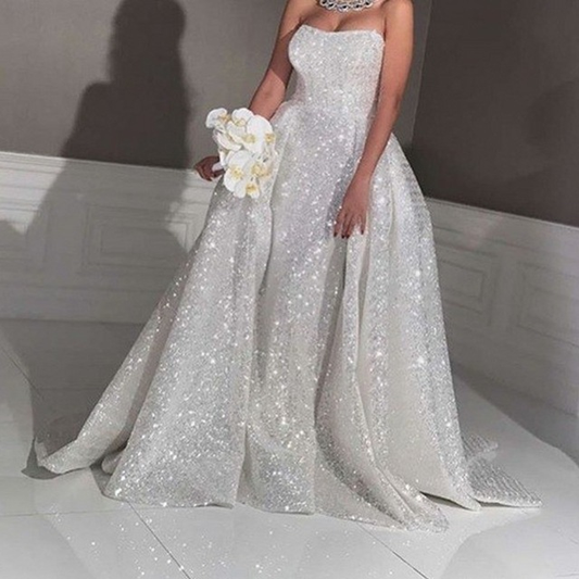 Prom Dresses Sequin White Wedding Dresses, Beautiful Bridal Gowns     cg20978