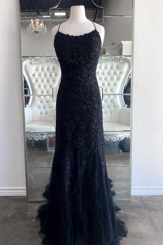 mermaid black lace appliqued long prom dress formal dress evening dress   cg20993