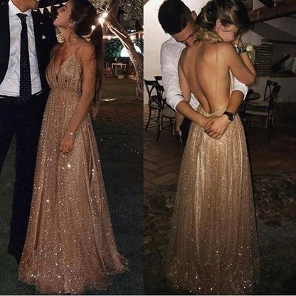 sparkle gold long prom dress, 2019 prom dress, sexy deep v neck prom dress with backless,prom dresses cg21