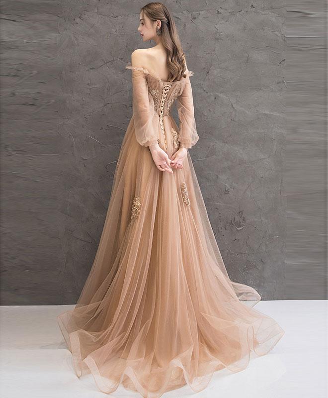 Charming Tulle Pink/Champagne Long Sleeves Junior Party Dress prom dress evening dress    cg21033