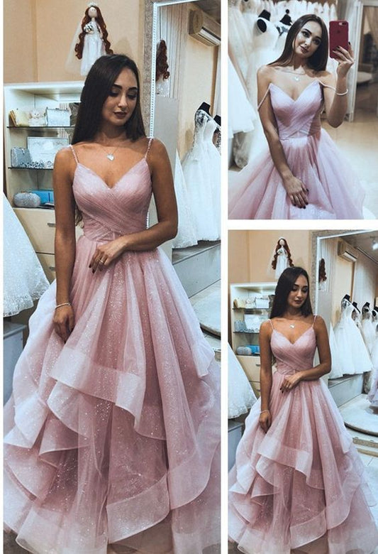 Princess Pink Tulle Long Prom Dress   cg21048