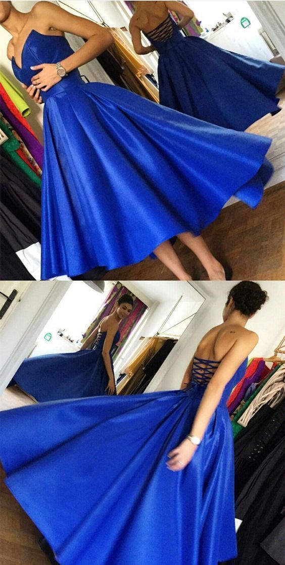 royal blue prom dress,knee-length prom dress,royal blue cocktail dress    cg21183