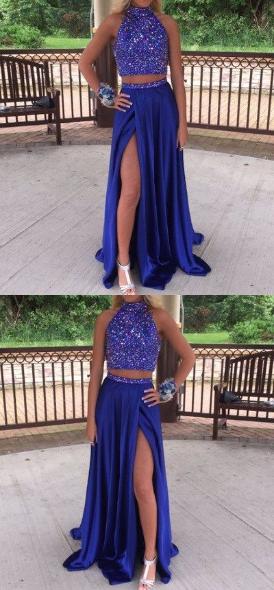 Royal Blue Two Pieces Prom Dresses, Birthday Party Gown cg2128