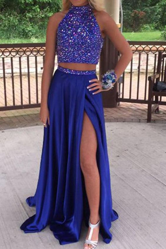 Royal Blue Two Pieces Prom Dresses, Birthday Party Gown cg2128