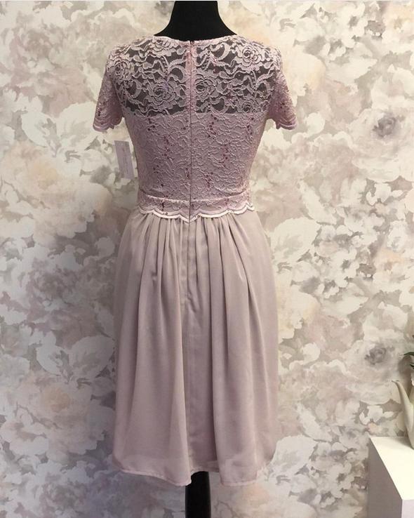 Lace Cap Sleeves Bridesmaid Dresses Knee Length Chiffon Prom Dress     cg21302