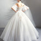 White tulle lace long prom dress, white evening dress    cg21490