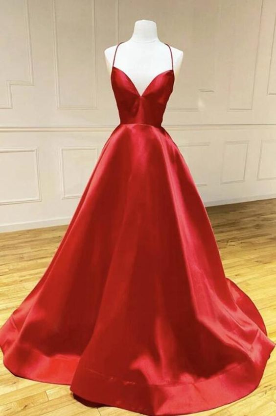 Simple Red Prom Dress Long cg21572