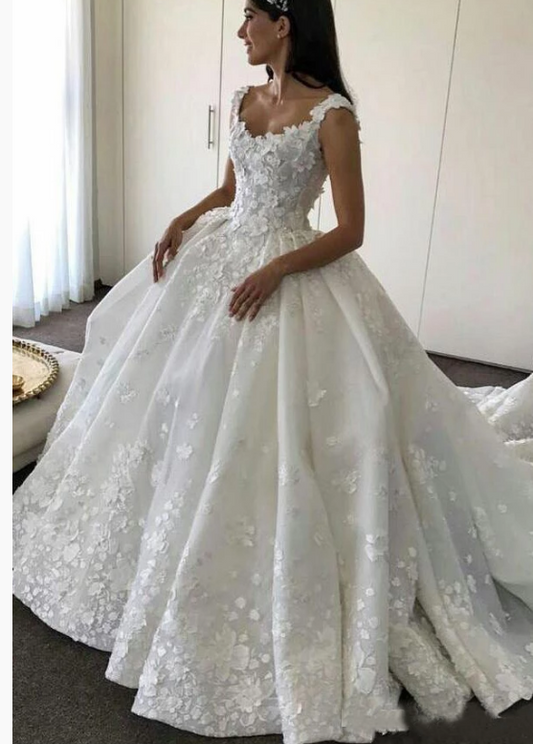 long prom dress Ball Gown Backless Lace Appliques Wedding Dresses Sweetheart Bridal Dresses   cg21576
