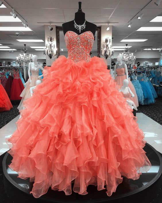 coral quinceanera dresses,ball gowns quinceanera dresses,sweet 16 dresses Prom Dresses    cg21636