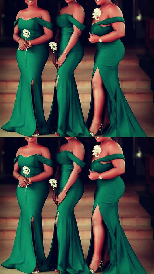Emerald Green Mermaid Satin Bridesmaid Dress Prom Dresses     cg21745