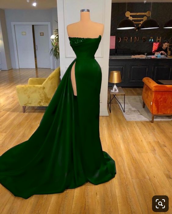 GREEN LONG PROM DRESS FORMAL DRESS   cg21834