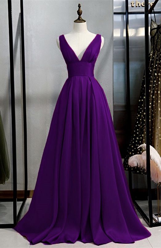 purple prom dresses long satin evening gown floor length    cg21835