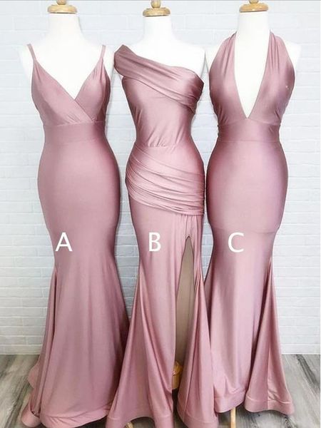 Mismatched Dusty Rose Floor Length Mermaid Long prom Dresses cg2185