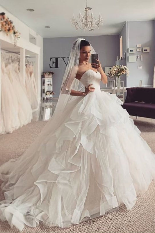Strapless Tulle Ball Gown Wedding Dress with Horsehair Skirt prom dresses   cg21870