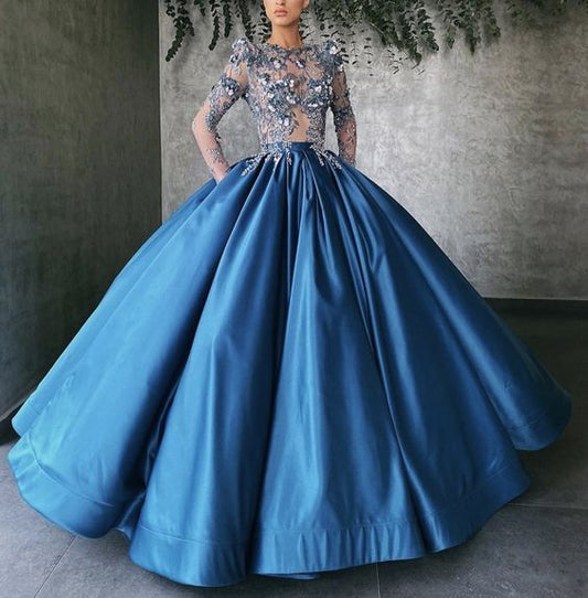 blue ball gown formal prom gown    cg21884