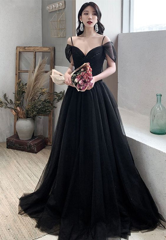 Black Tulle Long Prom Dress Evening Dress   cg21972