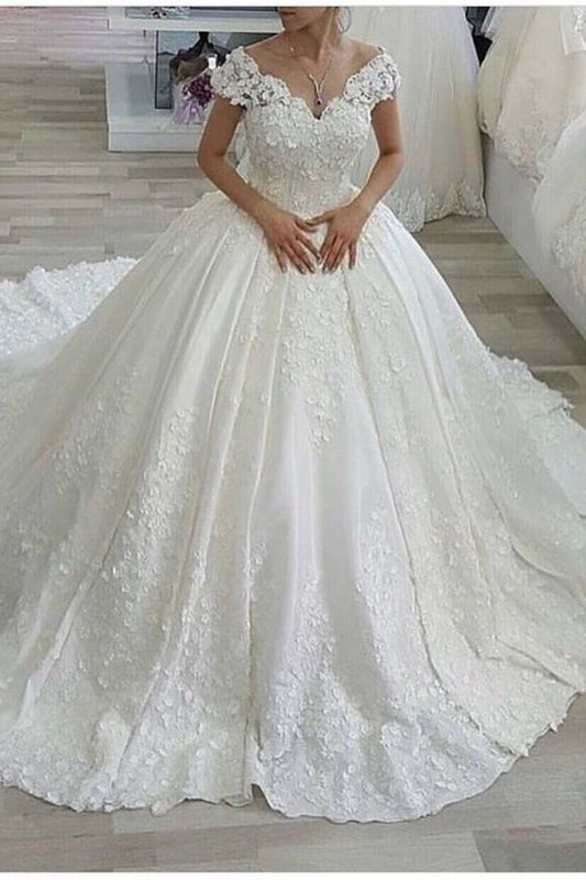 Luxury Wedding Dresses A Line With Beading Royal Train Scoop Neck prom dress   cg21983
